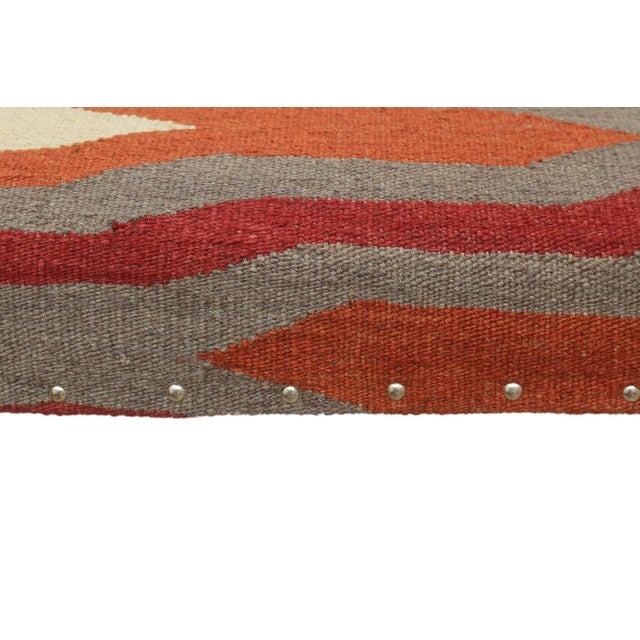Beige Modern Handmade Kilim Upholstered Ottoman For Sale - Image 8 of 10