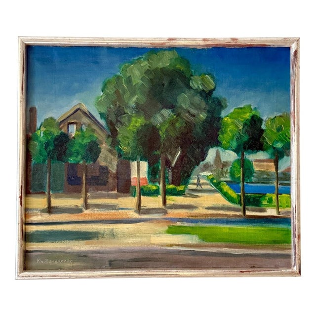 Unknown, Village Landscape, 1950, Oil, Framed For Sale - Image 10 of 10