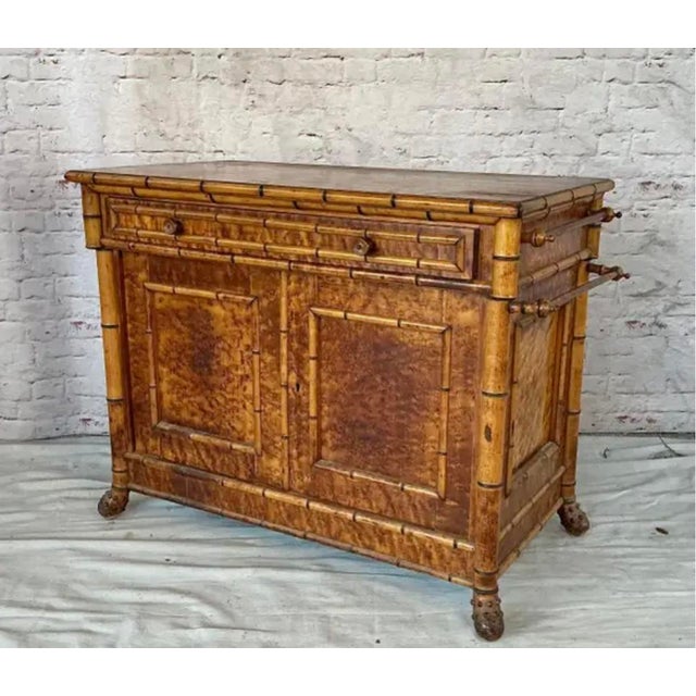 Mid 19th Century Mid 19th Century French Faux Bamboo Bird's Eye Maple Cabinet For Sale - Image 5 of 10