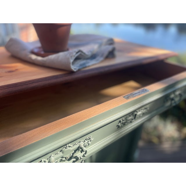 This charming antique cabinet has been repainted, sanded, and oiled. The interior has been completely sanded. Width: 91.5...