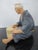 Japanese Japanese Hakata Urasaki Ceramic Doll Figurine Seated Elder Man Playing Drum For Sale - Image 3 of 6