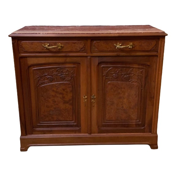 Antique Art Nouveau Walnut Sideboard, 1910 For Sale