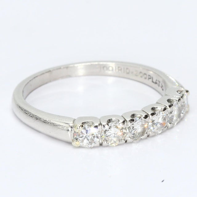 Platinum Band Ring With 0.1ct Round Diamonds, Size 5.75 For Sale - Image 4 of 5