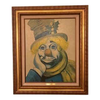 “Holly Clown” by Ref Skelton Original Lithograph on Camvas For Sale