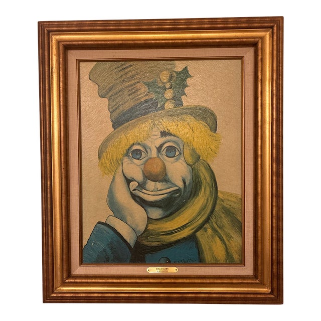 “Holly Clown” by Ref Skelton Original Lithograph on Camvas For Sale