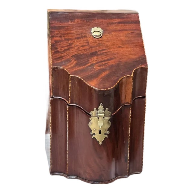 Georgian English Mahogany Knife Box W/ Brass Mounts, C. 1800 For Sale