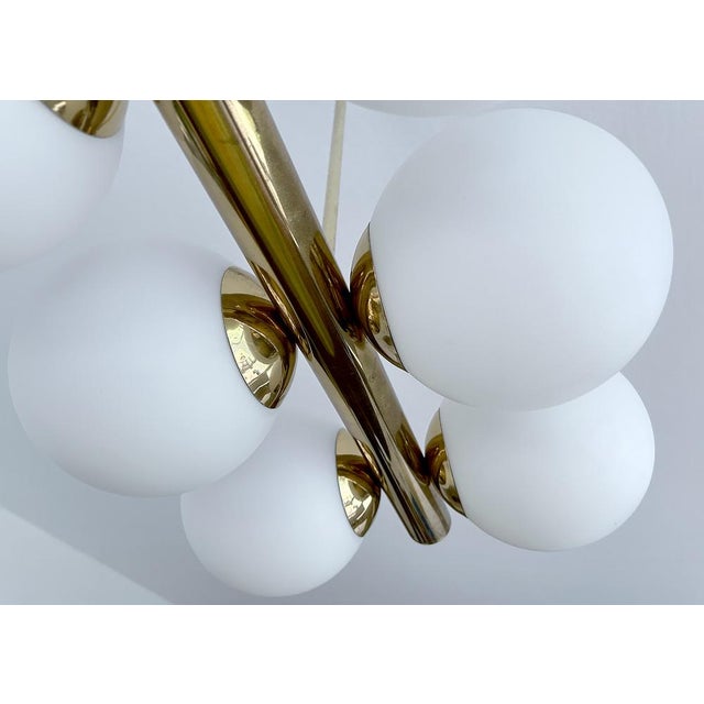 Vintage Glass Globe Pendant Light in the style of Stilnovo, 1950s For Sale - Image 11 of 16