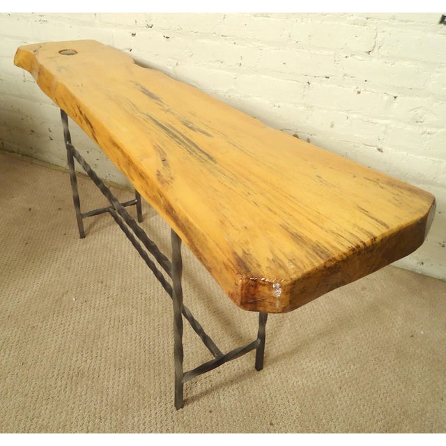 Live Edge Bench on Decorative Iron Frame For Sale In New York - Image 6 of 6