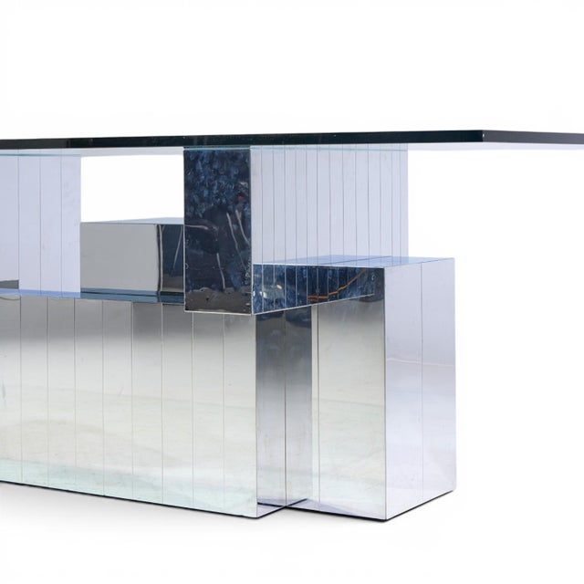 Mid 20th Century Paul Evans for Directional Cityscape Mid Century Chrome Dining Table For Sale - Image 5 of 8