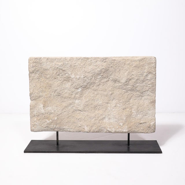 Modernist Limestone Sculpture on Iron Base Entitled "Flood" by Bradford Graves For Sale - Image 12 of 14