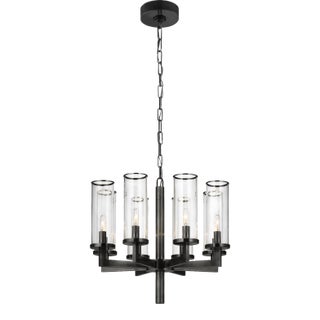 Kelly Wearstler for Visual Comfort Signature Liaison Single Tier Chandelier in Bronze with Clear Glass For Sale