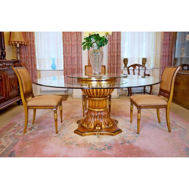 Round Dining Table with Gilded Carving and Rotating Center For Sale - Image 9 of 9