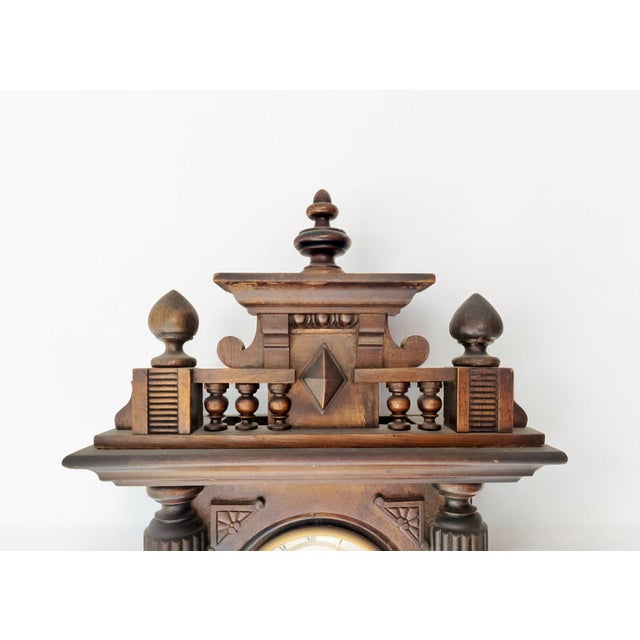 Metal Antique Junghans German Regulator Wall Clock with Pendulum, 1890 For Sale - Image 7 of 15