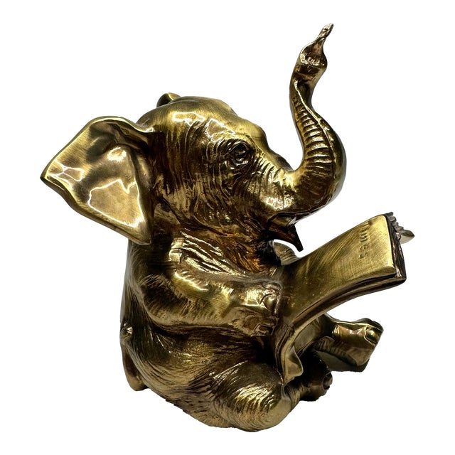 Vintage quot Literary quot Elephant Decor Object Solid Brass Chairish