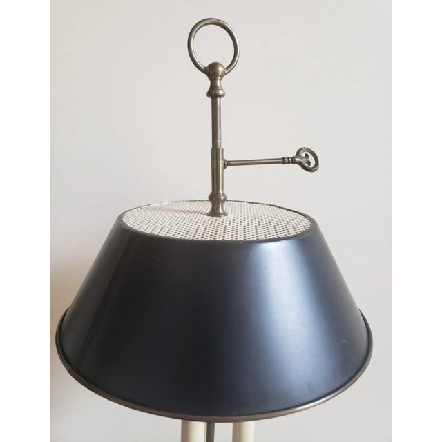 1970s 1972 Chapman Solid Brass Bouillotte Lamp With Tole Shade For Sale - Image 5 of 10