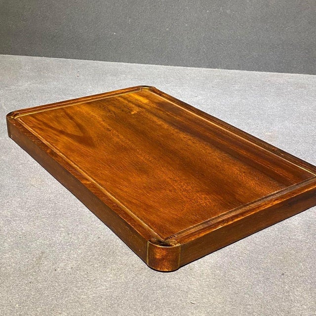 1990s Vintage Chinese Rosewood Tea Tray With Mother of Pearl Bird & Flower Inlay For Sale - Image 5 of 9