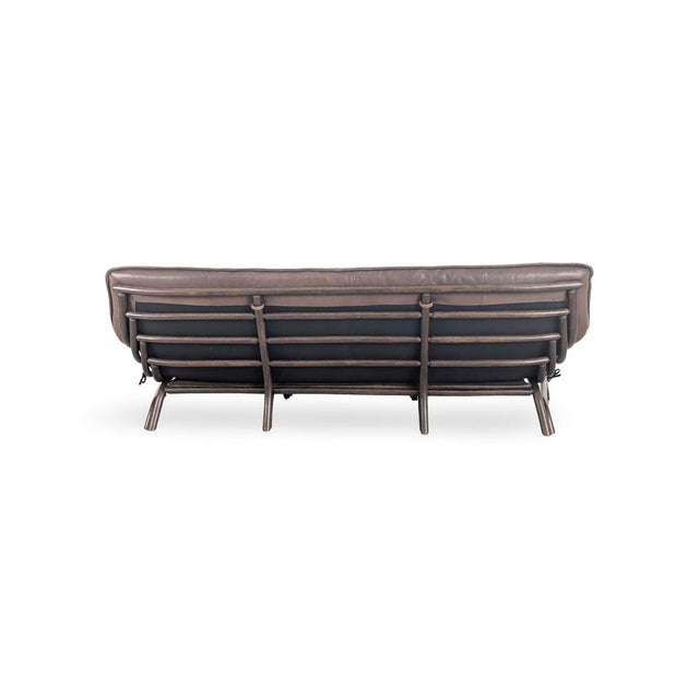 Mid-Century Italian Bamboo and Brown Leather Sofa For Sale - Image 4 of 10