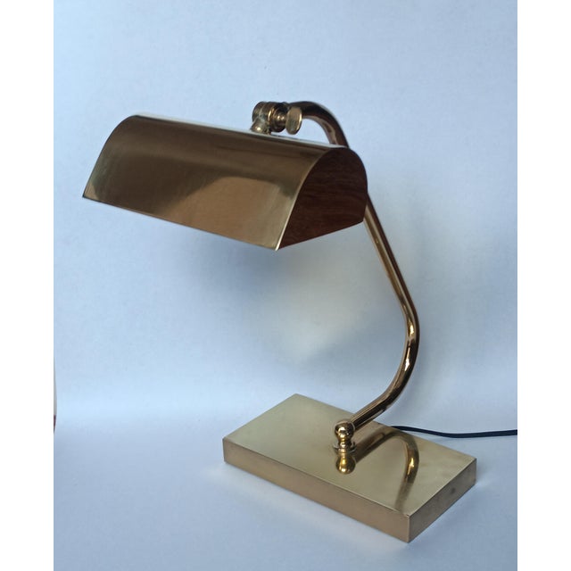 Vintage Bankers Desk Lamp in Brass, 1960s For Sale - Image 10 of 10