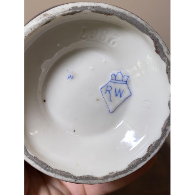 Pair of 1990s Royal Worcester Hand Painted Porcelain Cobalt Blue Vases With Two Handles For Sale In New York - Image 6 of 8