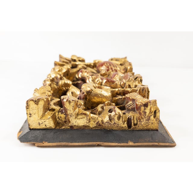 Early 20th Century Chinese Carved Giltwood Panel With Damaged Crane For Sale In New York - Image 6 of 8