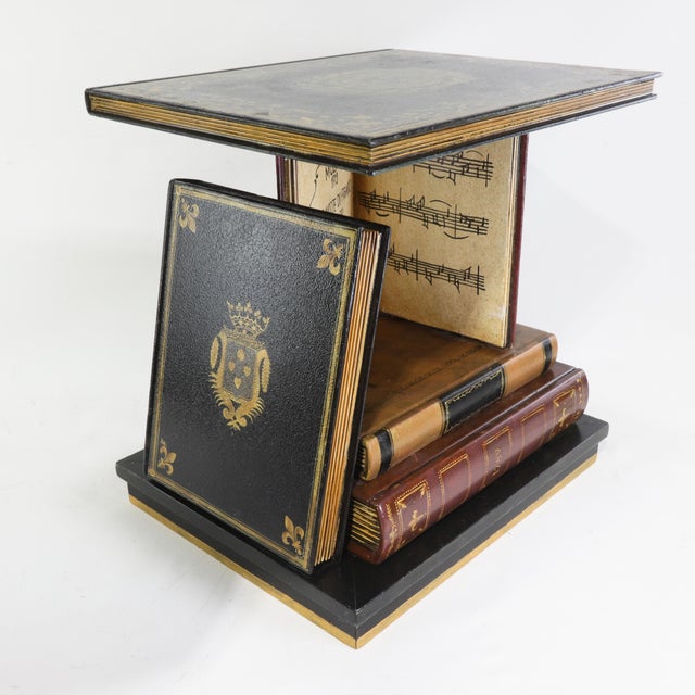 Wood Vintage Stack of Books Side Table With Classical Opera Motif For Sale - Image 7 of 16