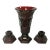 1970s Vintage Art Deco Depression Diamond Point Glass Centerpiece Candle Holders and Vase - Set of 3 For Sale