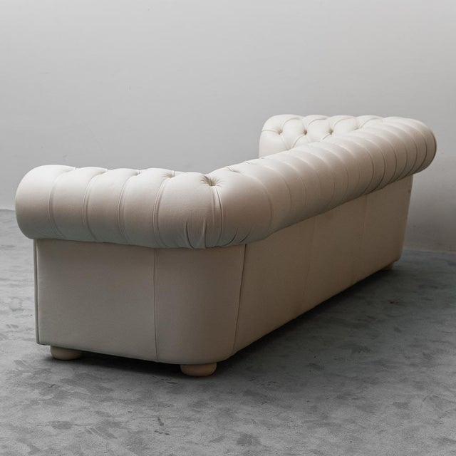 Wood Vintage Chesterfield Three-Seater Sofa in Leather, 1970s For Sale - Image 7 of 12