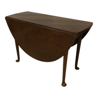 18th Century Queen Anne Oval Mahogany Drop Leaf Table For Sale