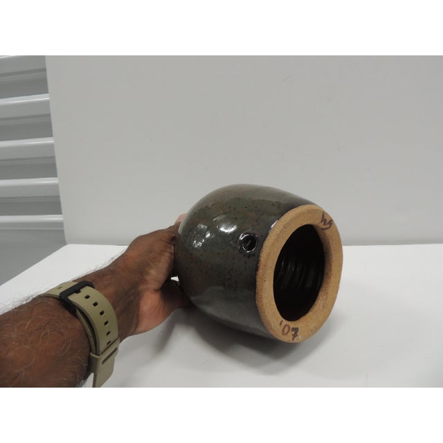 2000 - 2009 MCM Black & Brown Glazed Decorative Ceramic Vase/Vessel For Sale - Image 5 of 5