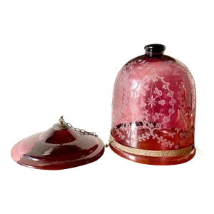 Early 19th Century Ruby Flashed and Engraved Bohemian Glass Lamp