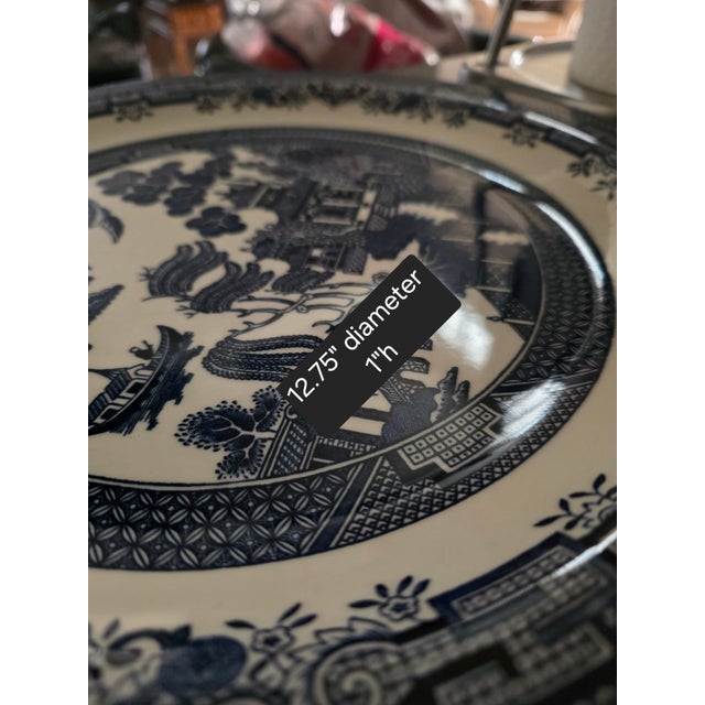 Highly decorative non antique large Blue Willow Pattern Platters by Churchill Staffordshire England. Fine English...