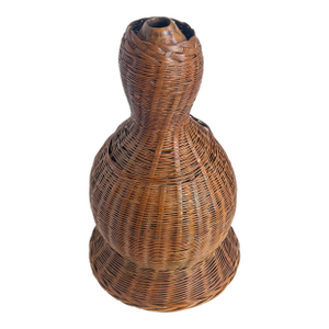 Vintage Wicker Wrapped Gourd Canteen