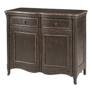 French Country Black Cabinet With Distressed Finish For Sale
