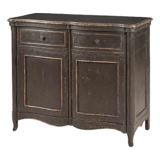 French Country Black Cabinet With Distressed Finish For Sale