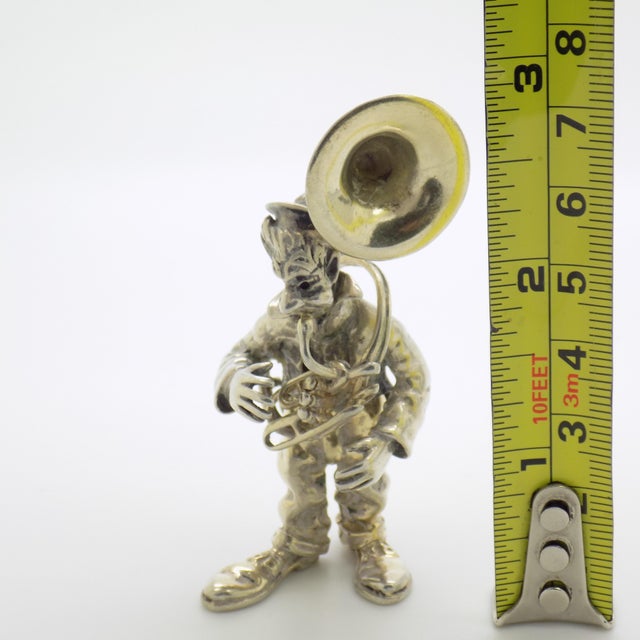 Vintage Italian Handmade Genuine Silver Angini Branded Street Artist With Instrument Figurine, Made in Tuscany (Arezzo) For Sale - Image 13 of 13