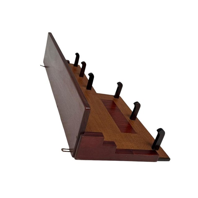 Brown Art Deco Amsterdamse School Wall Coat Rack in Oak and Padouk, 1920s For Sale - Image 8 of 14