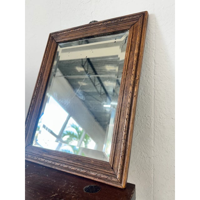 Antique French Carved Wood Beveled Mirror, C. 1880–1900 For Sale - Image 4 of 5