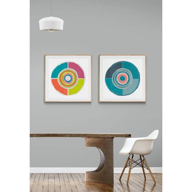 Not Yet Made - Made To Order "Quartet in Coral and Teal" Contemporary Geometric Fine Art Print by Melinda Cox 16" X 16" For Sale - Image 5 of 5