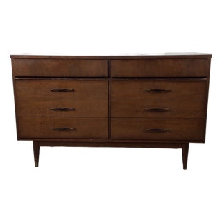 Mid Century Modern Lowboy Dresser With Six Drawers For Sale