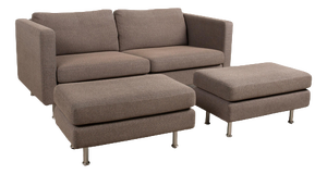 Conseta Two-Seater Sofa in Fabric with Ottomans from COR, Set of 3