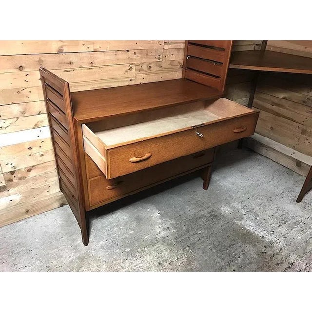 Freestanding Teak Corner Wall Shelf For Sale - Image 9 of 13