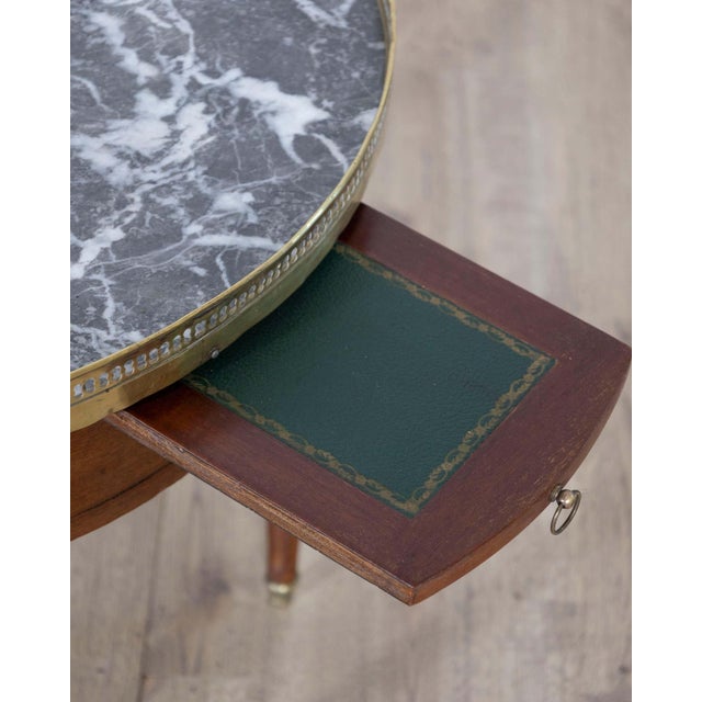 Wood French Louis XVI-Style Mahogany Bouillotte Table with Marble Top, Early 20th Cen For Sale - Image 7 of 8