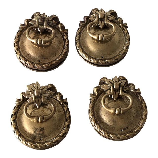 Antique 2 Piece Cabinet Pulls - Set of 4 For Sale