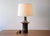 Danish Modern sculptural ufo shaped table lamp made by Søholm Stentøj. The design is attributed to Einar Johansen. Made ca...