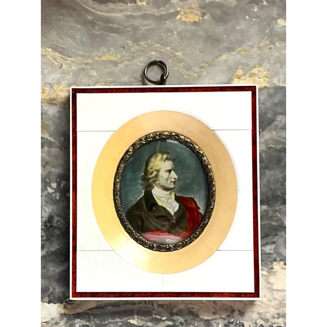 White Vintage Hand-Painted Portrait Miniature For Sale - Image 8 of 14