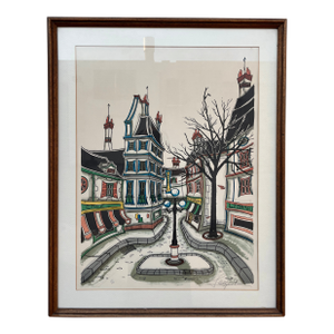 "City Street" Lithography, Framed, Pencil Signed by the Artist. Circa 1970s