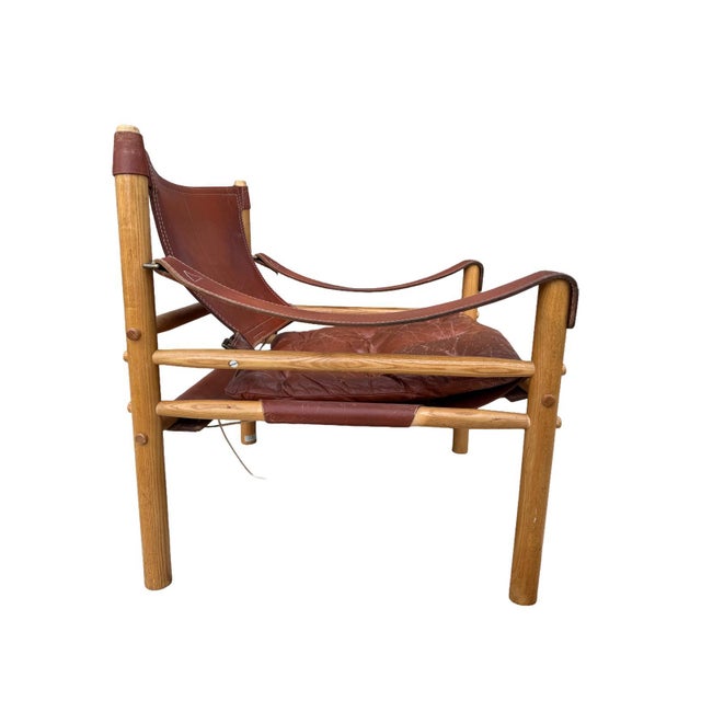 Vintage Sirocco Safari Chair in Patinated Cognac Leather and Oak by Arne Norell, Sweden, 1970s For Sale - Image 9 of 13