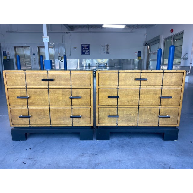 Karl Springer 70s Gilt Low Chests / Nightstands, a Pair, in the Style of Karl Springer, Modern Hollywood Regency, Asian Inspired For Sale - Image 4 of 16