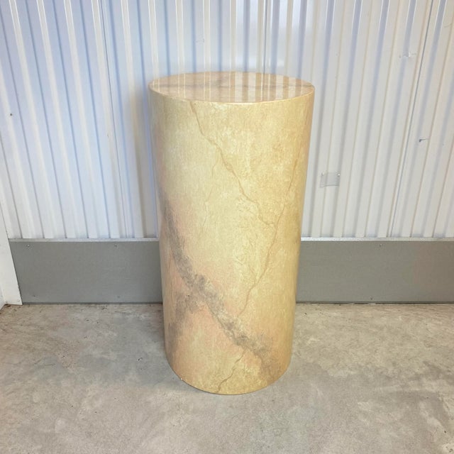 80s Custom Marble Lacquered Fiberglass Pedestal Column For Sale In New York - Image 6 of 13