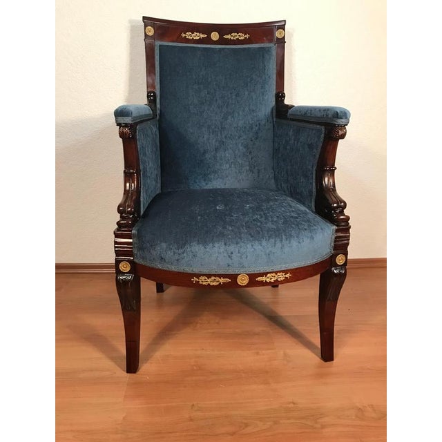 Wood Antique Empire Mahogany Bergère, France, 1800s For Sale - Image 7 of 8